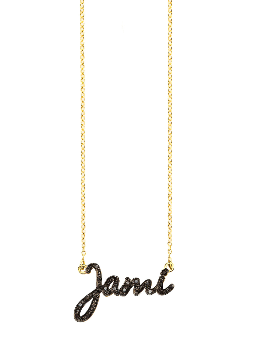 Nameplate Script with Black Diamonds | Kacey K Jewelry.