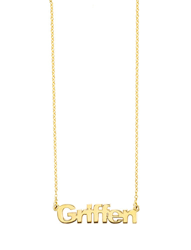 Nameplate Block Letters in Classic Gold | Kacey K Jewelry.