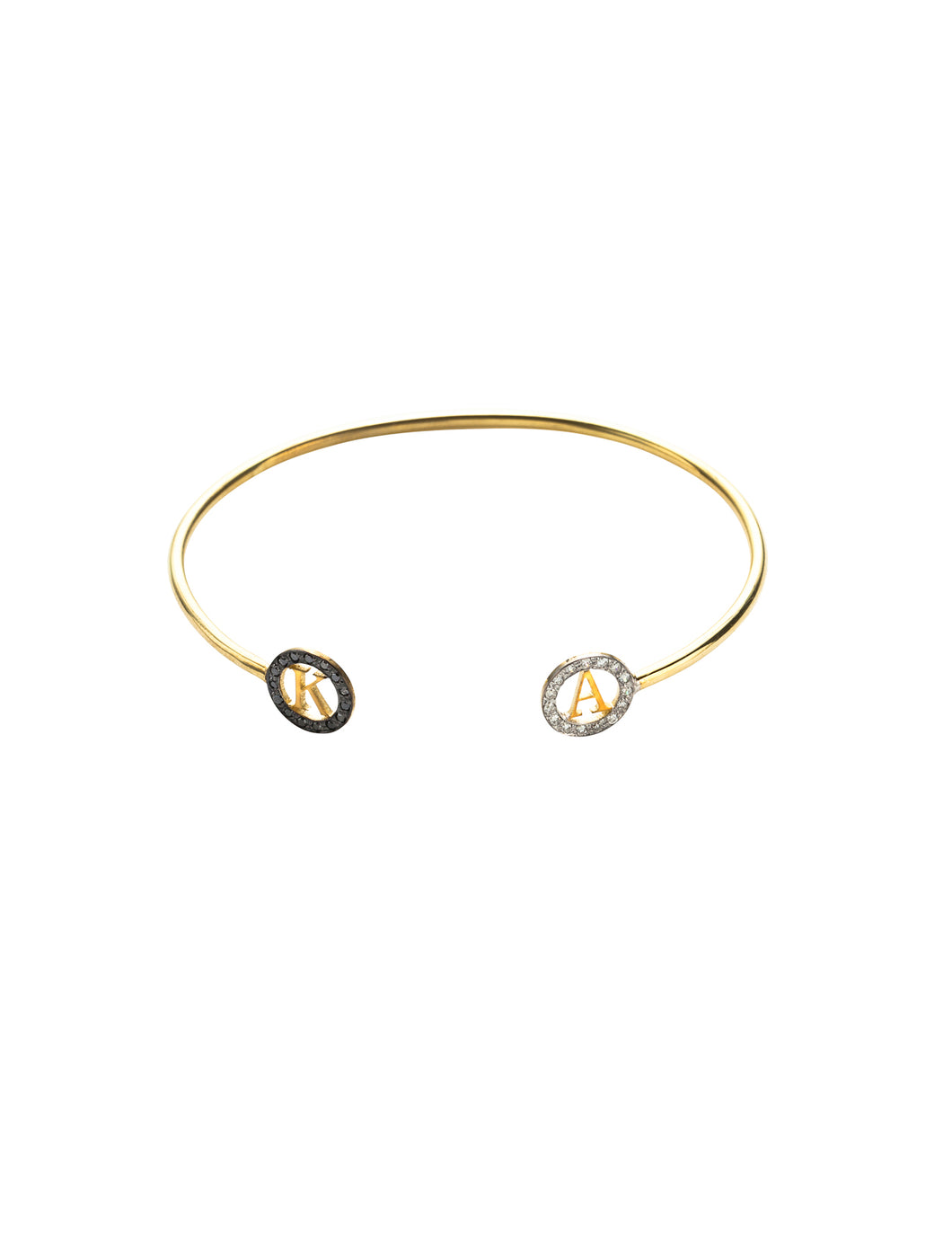 Mini Block Letter Circle Cuff 2 Initial | Kacey K Jewelry.