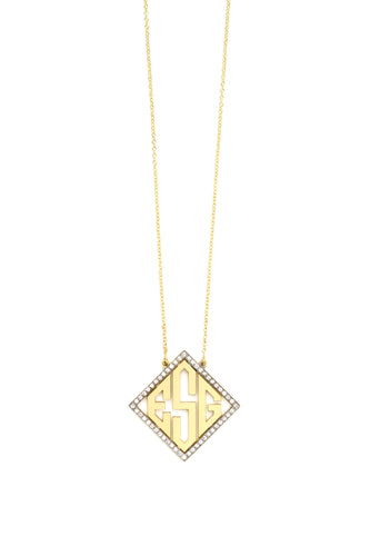 Block Letter Diamond Shape Monogram with White Diamonds Large | Kacey K Jewelry.