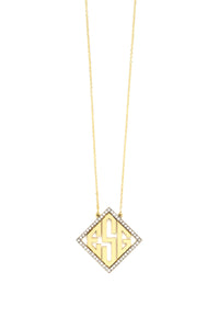 Block Letter Diamond Shape Monogram with White Diamonds Large | Kacey K Jewelry.