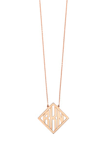  Block Letter Diamond Shape Monogram in Rose Gold | Kacey K Jewelry.