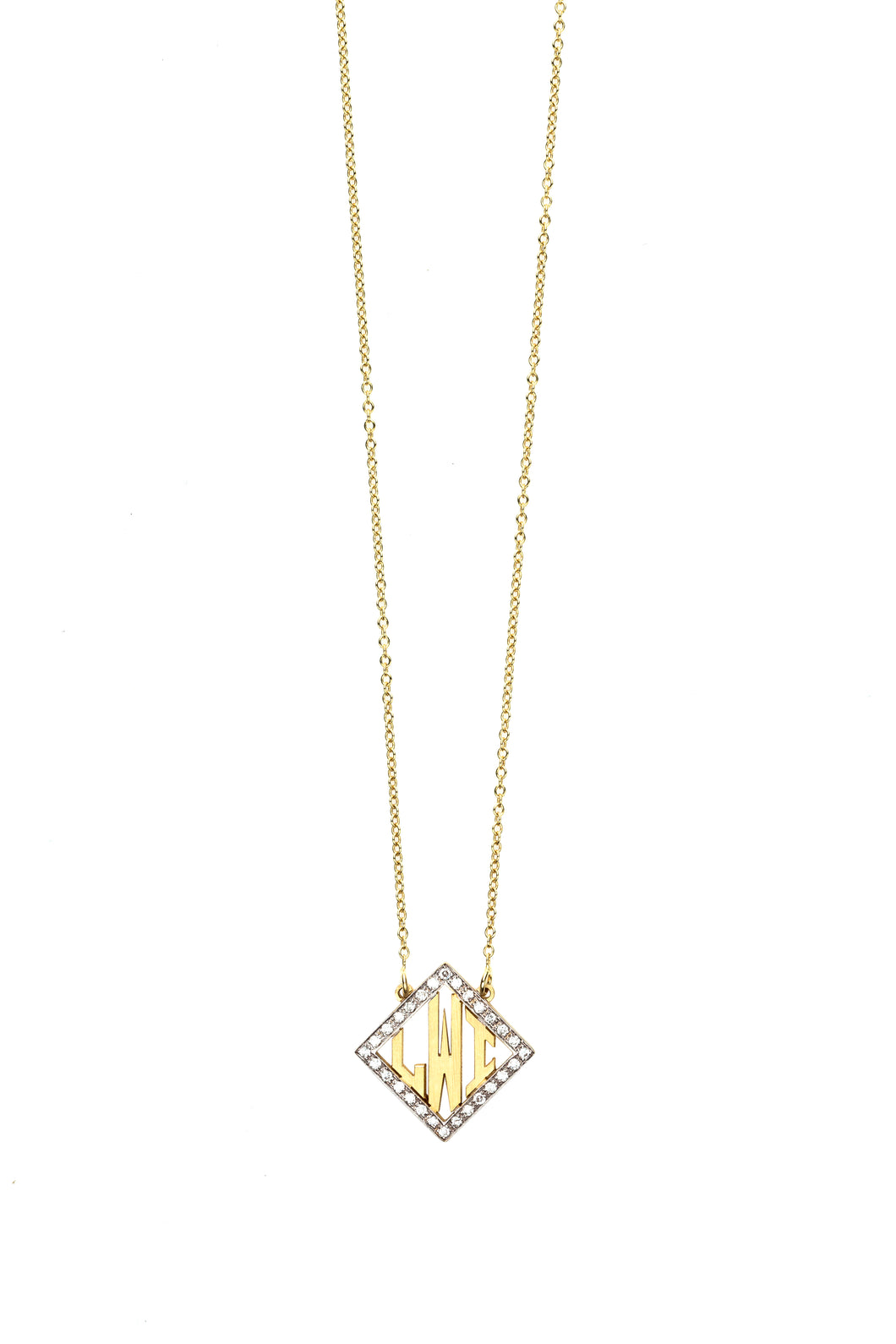 Block Letter Diamond Shape Monogram Small | Kacey K Jewelry.