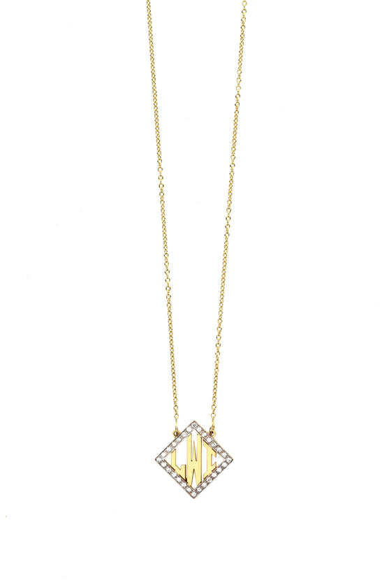Block Letter Diamond Shape Monogram Small | Kacey K Jewelry.