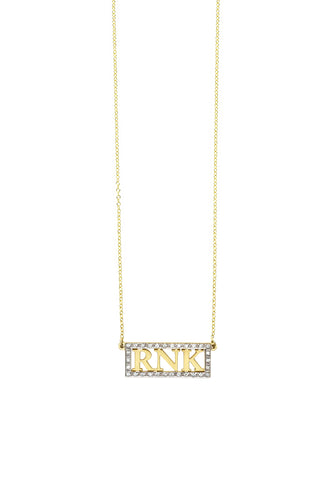 Block Letter Horizontal Monogram Necklace with White Diamonds | Kacey K Jewelry.