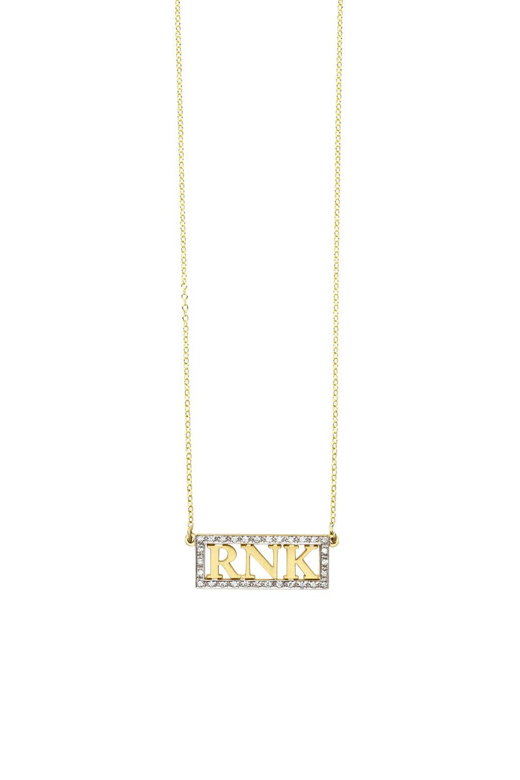 Block Letter Horizontal Monogram Necklace with White Diamonds | Kacey K Jewelry.