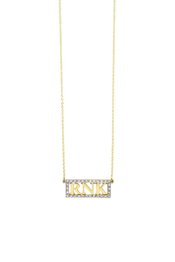 Block Letter Horizontal Monogram Necklace with White Diamonds | Kacey K Jewelry.
