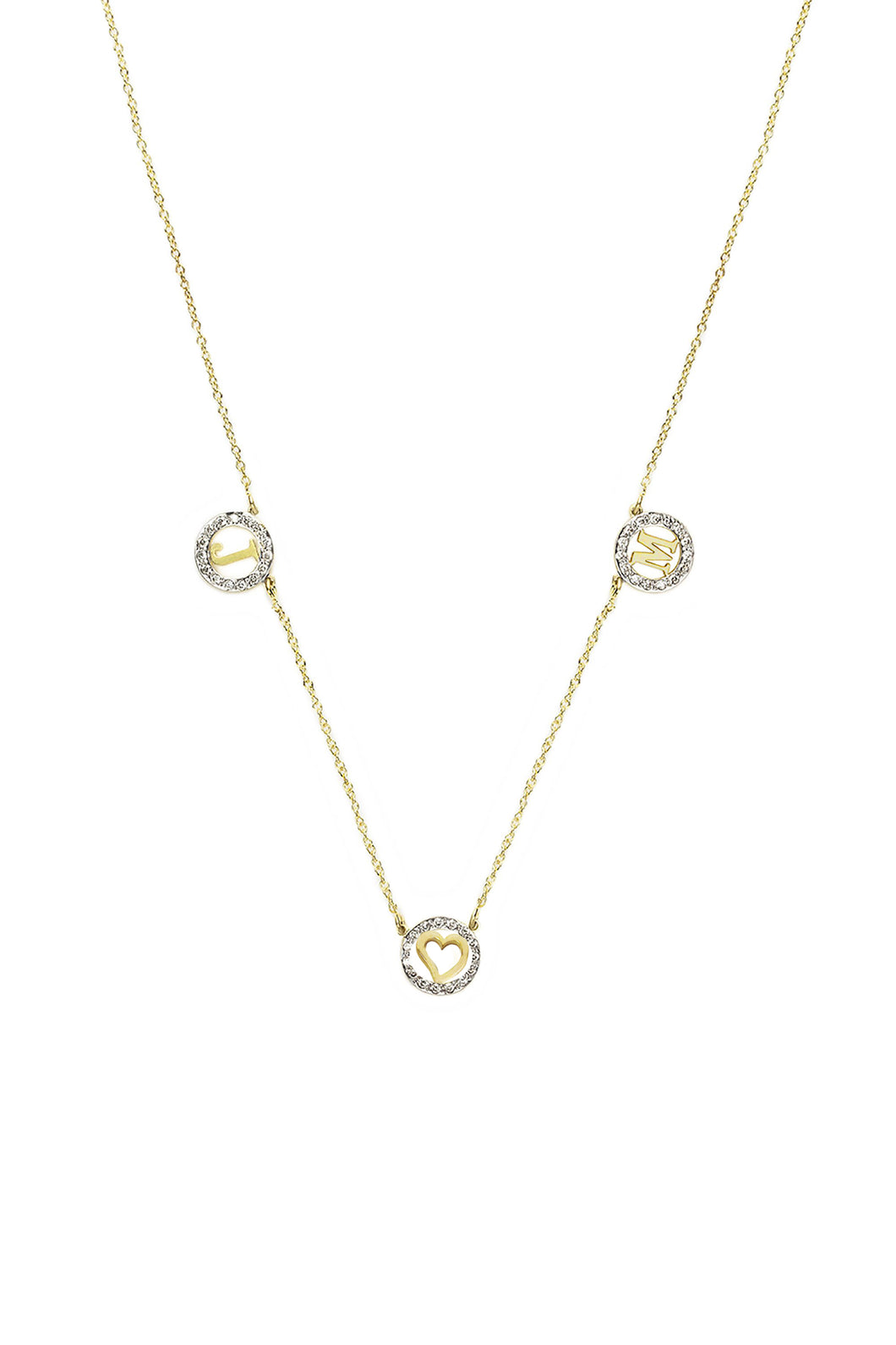 Block Letter Mini Circle Necklace with Heart | Kacey K Jewelry.