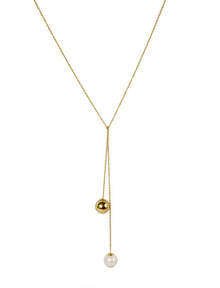  Pearl And Gold Ball Lariat | Kacey K Jewelry.