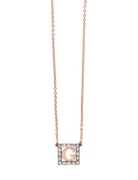 Mini Square Shape Rose Gold Block Letter Initial | Kacey K Jewelry.