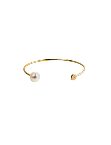 Pearl and Diamond Bezel Cuff | Kacey K Jewelry.